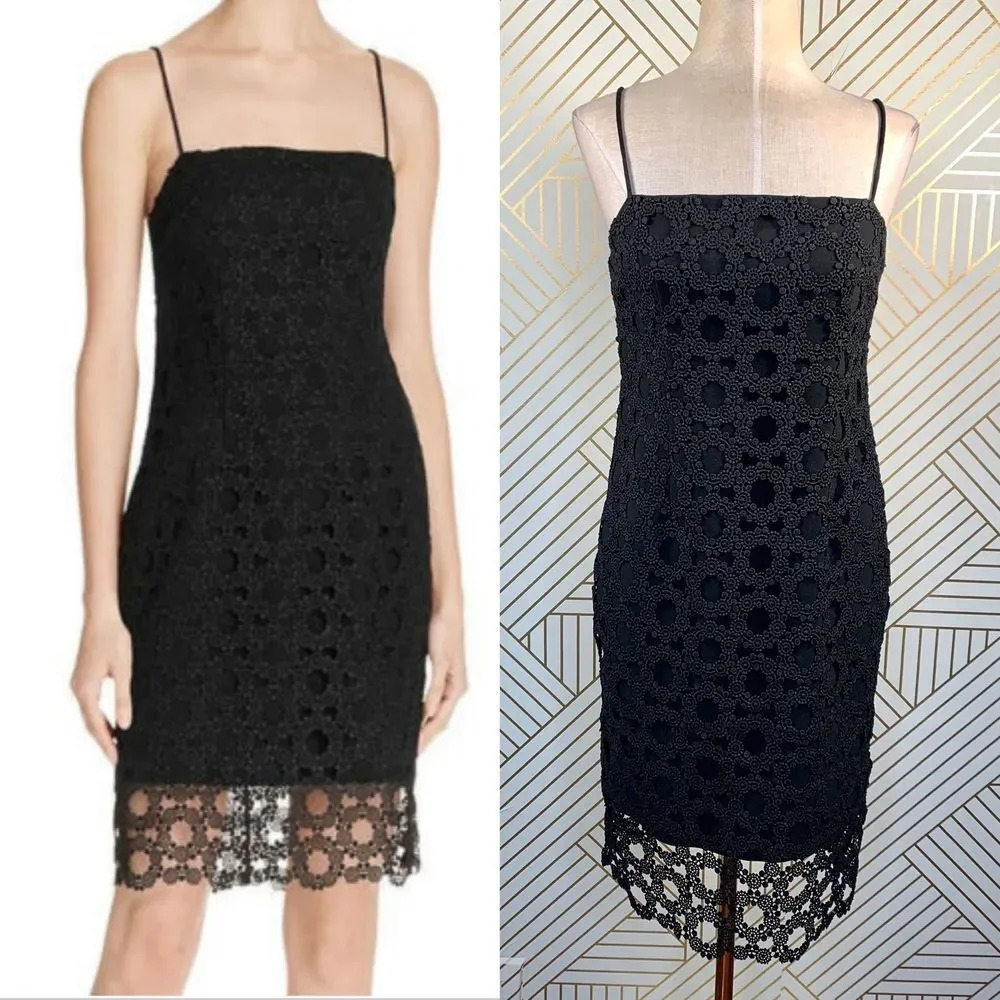 N/NIcholas Wreath Lace Black Sheath Cocktail Dress
